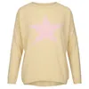 At Last... Women's Yellow / Orange Cashmere Mix Sweater In Yellow With Baby Pink Star