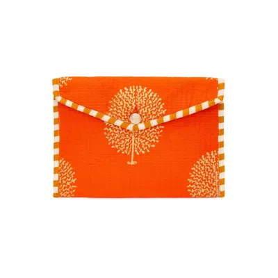 At Last... Women's Yellow / Orange Cotton Clutch Bag In Tangerine & Gold