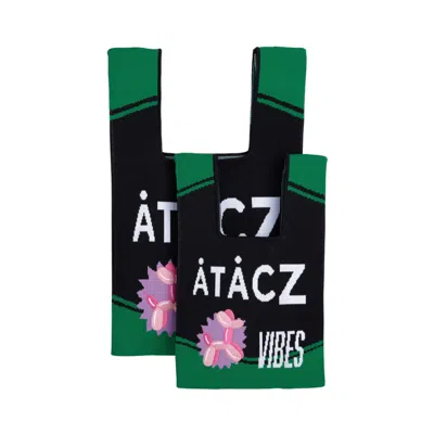 Atacz Women's Black / Green / Pink Bazzer Tote Embroidered Balloon Dog M