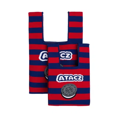 Atacz Women's Blue / Red Bazzer Tote Embroidered Oreo M
