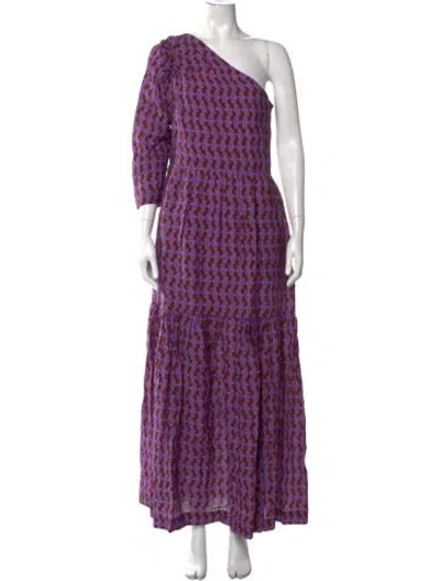 Pre-owned Atelier 1756 Floral Print Long Dress In Purple