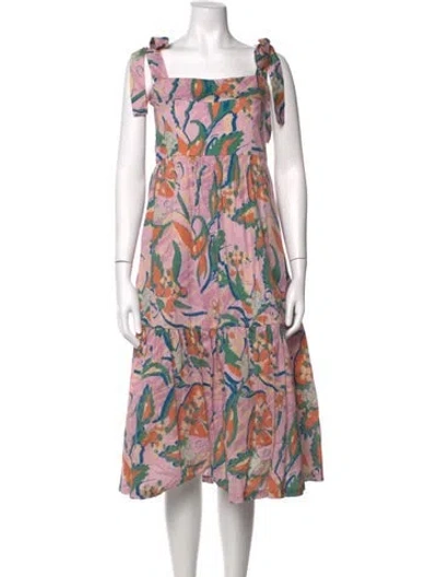 Pre-owned Atelier 1756 Floral Print Midi Length Dress In Pink