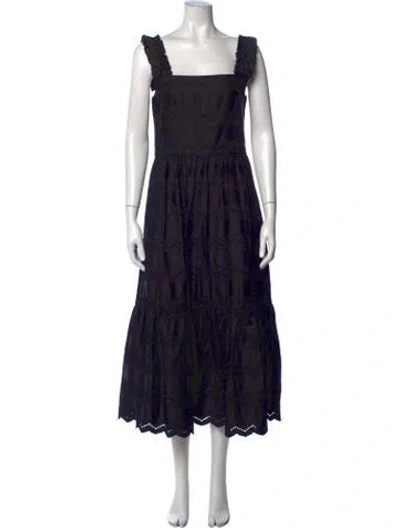 Pre-owned Atelier 1756 Lace Pattern Midi Length Dress In Black