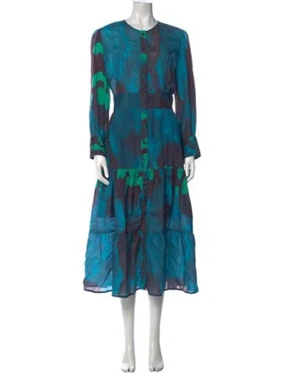 Pre-owned Atelier 1756 Tie-dye Print Long Dress In Blue