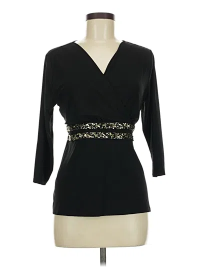 Atelier 3/4 Sleeve Top Black Plunge Neckline Tops