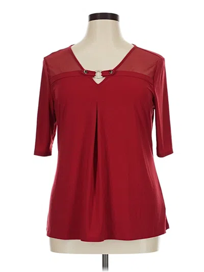 Pre-owned Atelier 3/4 Sleeve Top Burgundy Keyhole Neckline Tops