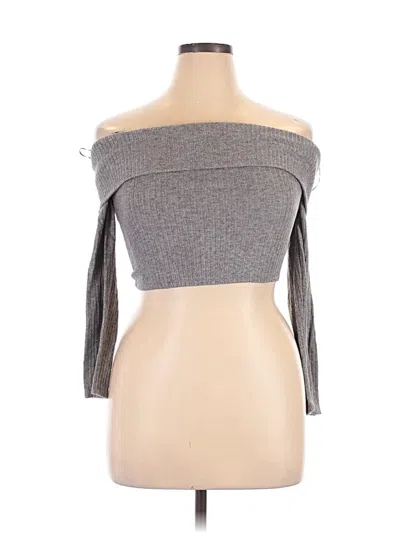 Pre-owned Atelier 3/4 Sleeve Top Gray Strapless Neckline Tops