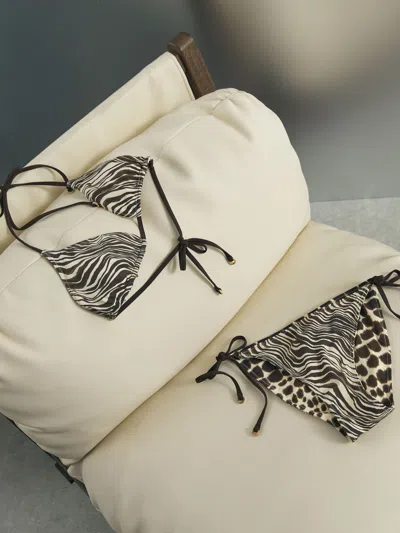 Atelier Animal-print Reversible Bikini Bottoms In Black