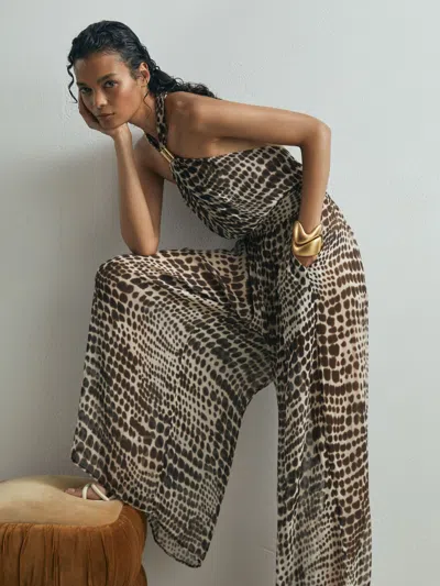 Atelier Animal-print Wide-leg Jumpsuit In Brown