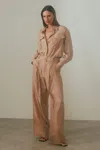 Atelier Camel Belted Wide Leg Jumpsuit In Camel