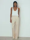 Atelier Blush  Italian Textured Slim Flared Suit Trousers
