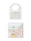 Atelier Choux Animal Building Print Bibs And Blanket Set In Blue
