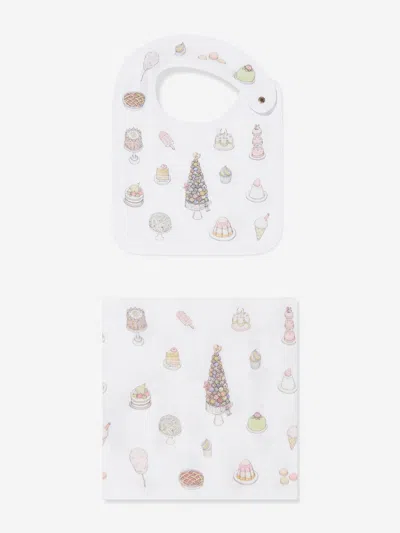 Atelier Choux Baby Girls Sweetie Pie Carré And Satin Bibs Set In Pink