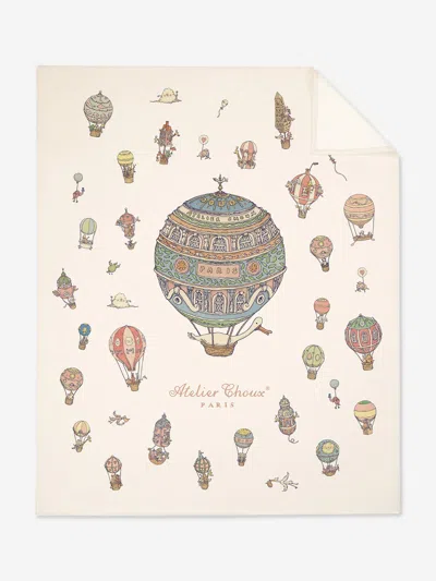 Atelier Choux Kids'  Baby Hot Air Balloons Cashmere Blanket In Ivory