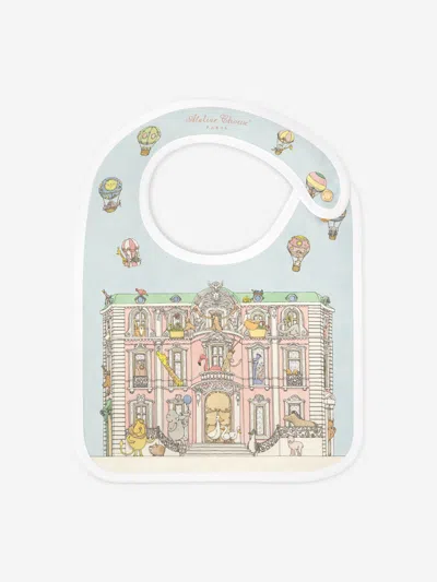 Atelier Choux Kids'  Baby Satin Monceau Mansion Bib In Blue