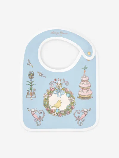 Atelier Choux Kids'  Baby Satin Spring Bunny Bib In Blue