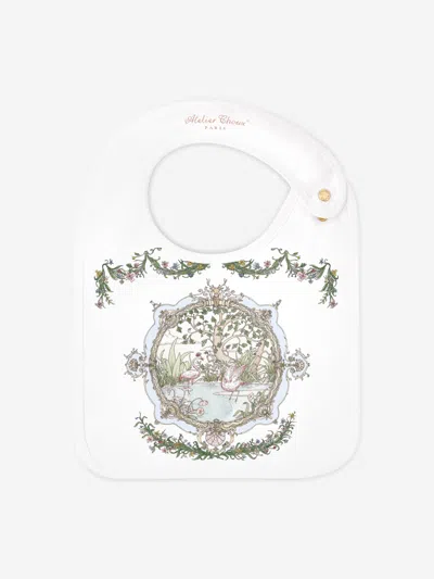 Atelier Choux Kids'  Baby Satin Tapestry Bib In White