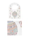 Atelier Choux Balloon Print Bib And Blanket Set In White