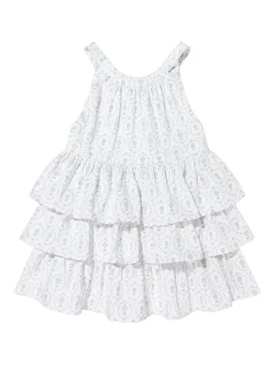 Atelier Choux Kids' Camille Ruffled Tiered Dress In White