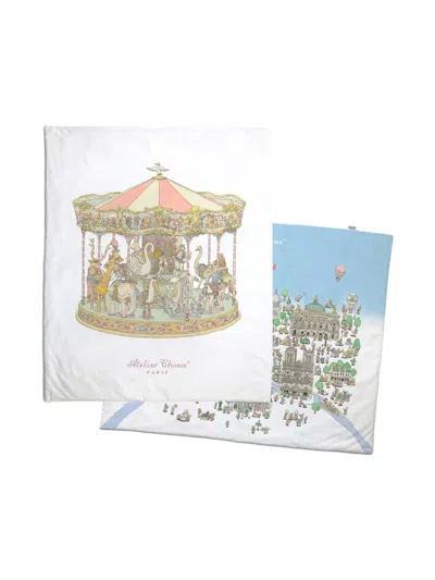 Atelier Choux Carousel And Paris Print Two Changing Mats Set In White