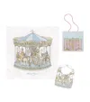 Atelier Choux Carousel Blanket And Bib Set In Multi