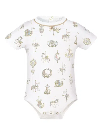 Atelier Choux "carousel" Classic Onesie In White
