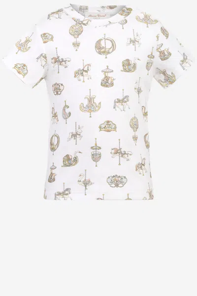 Atelier Choux Kids' Carousel Cotton T-shirt In White