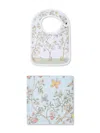 Atelier Choux Carré & Satin In Bloom Bib Set (set Of Two) In Blue