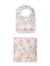 Atelier Choux Carré & Satin In Bloom Bib Set (set Of Two) In Pink