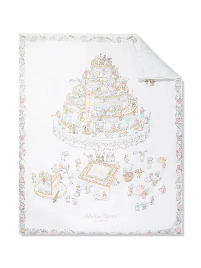 Atelier Choux Châteaux Choux Le Gâteau-print Reversible Satin Duvet In White