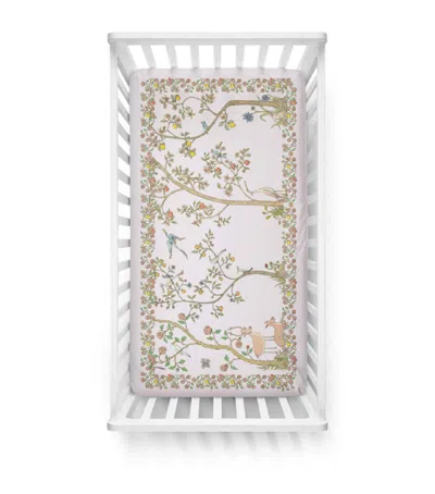 Atelier Choux Cotton Bloom Fitted Sheet In Pink