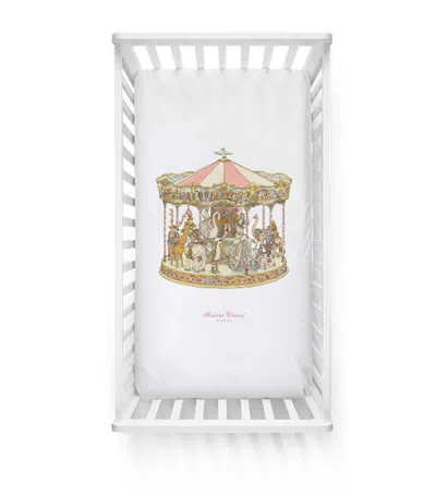 Atelier Choux Cotton Carousel Fitted Sheet In Pink