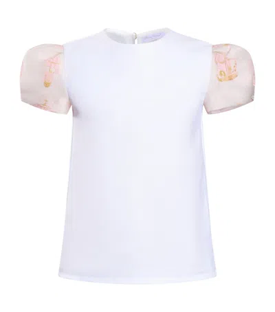 Atelier Choux Kids' Cotton Jacquard-sleeve T-shirt In Pink