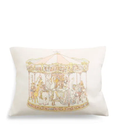 Atelier Choux Cotton-velour Carousel Cushion In Brown