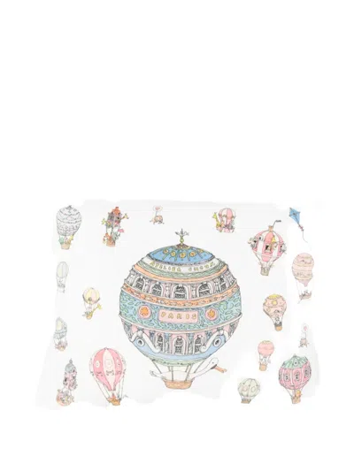 Atelier Choux Hot Air Balloons Velour Cushion In White