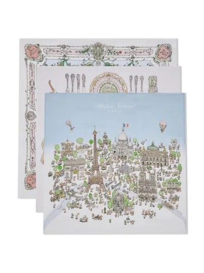 Atelier Choux Illustration-print Organic Cotton Blanket In Blue