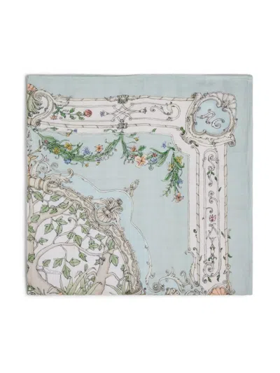 Atelier Choux Illustration-print Organic Cotton Blanket In Green