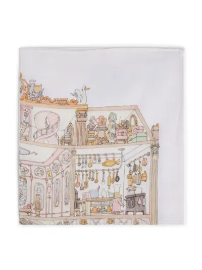 Atelier Choux Illustration-print Organic Cotton Blanket In White