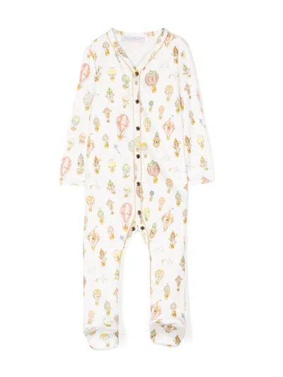 Atelier Choux Babies' Illustration-style Print Cotton Pajamas In White