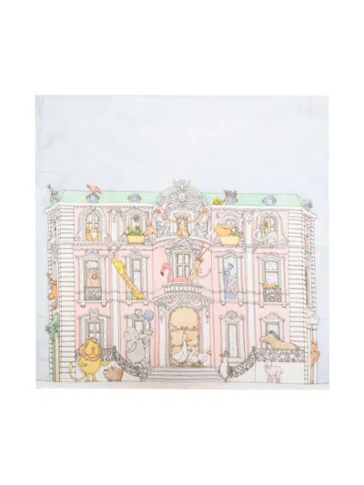 Atelier Choux Monceau Mansion-print Blanket (99cm X 95cm) In Blue