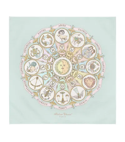 Atelier Choux Organic Cotton Zodiac Swaddle Blanket In Blue