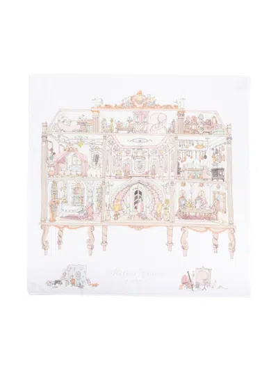 Atelier Choux Patterned Intarsia Knit Blanket In White