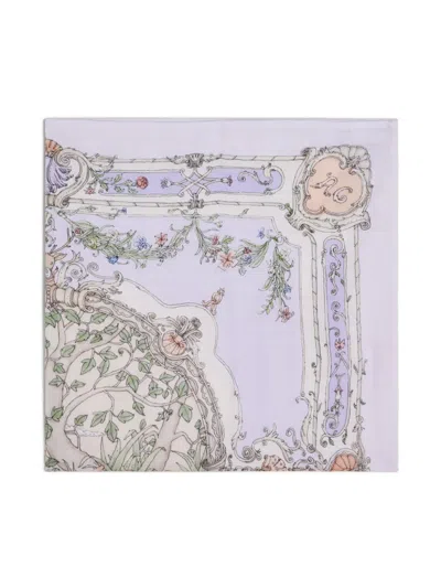 Atelier Choux Tapestry-print Cotton Blanket In Purple