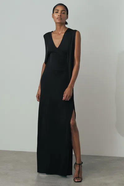 Atelier Corset Detail Jersey Maxi Dress In Black