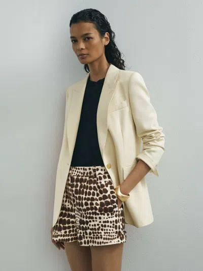 Atelier Cotton Animal-print Tailored Shorts In Brown