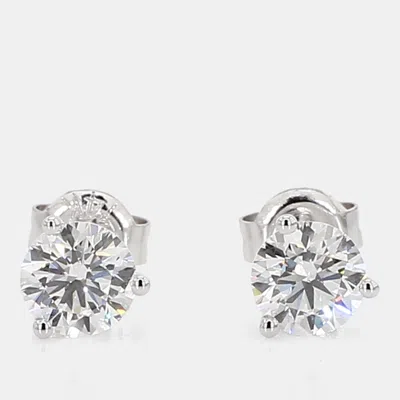 Pre-owned Atelier D' Excellence 1.00 Cts Round Lab Grown Diamonds 14k White Gold 3 Prong Martini Studs