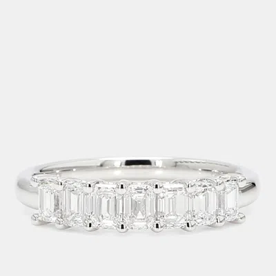 Pre-owned Atelier D' Excellence 1.02 Cts Emerald Lab Grown Diamonds 14k White Gold Stone Wedding Band Eu 54.5