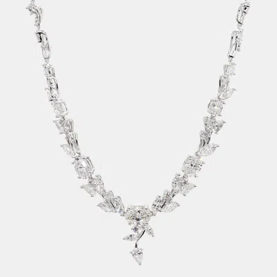 Pre-owned Atelier D' Excellence 11.96 Cts Lab Grown Diamond 14k White Gold Mix Floral Necklace