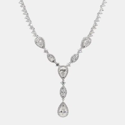 Pre-owned Atelier D' Excellence 12.44 Cts Halo Lab Grown Diamond 14k White Gold Fancy Mix Necklace