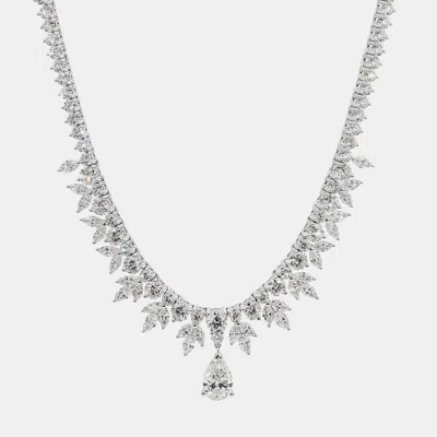 Pre-owned Atelier D' Excellence 13.43 Cts Lab Grown Diamond 14k White Gold Mix Floral Necklace